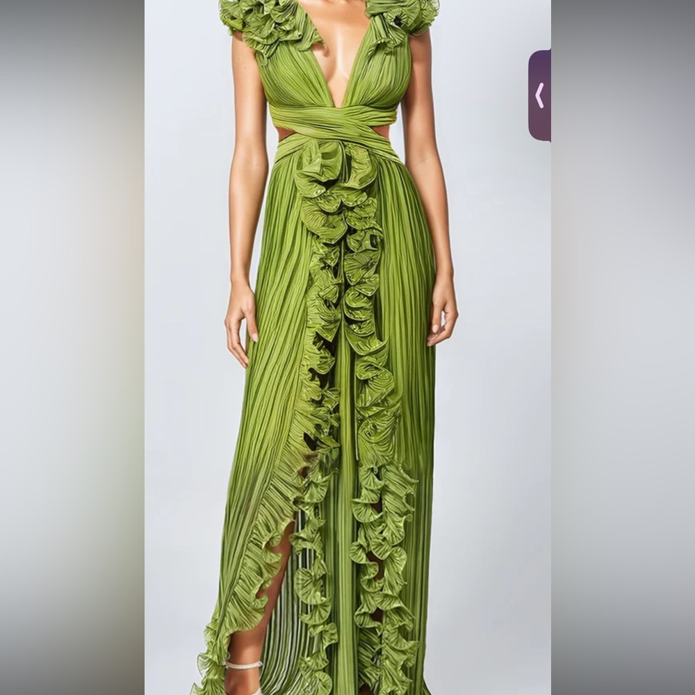 NWT V- neck ruffle split dress